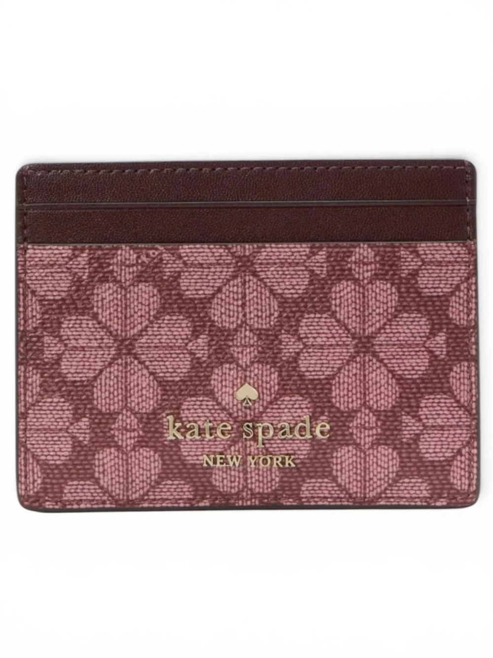 Kate Spade New York Spade Flower Slim Card Holder Wallet Grenache NWT